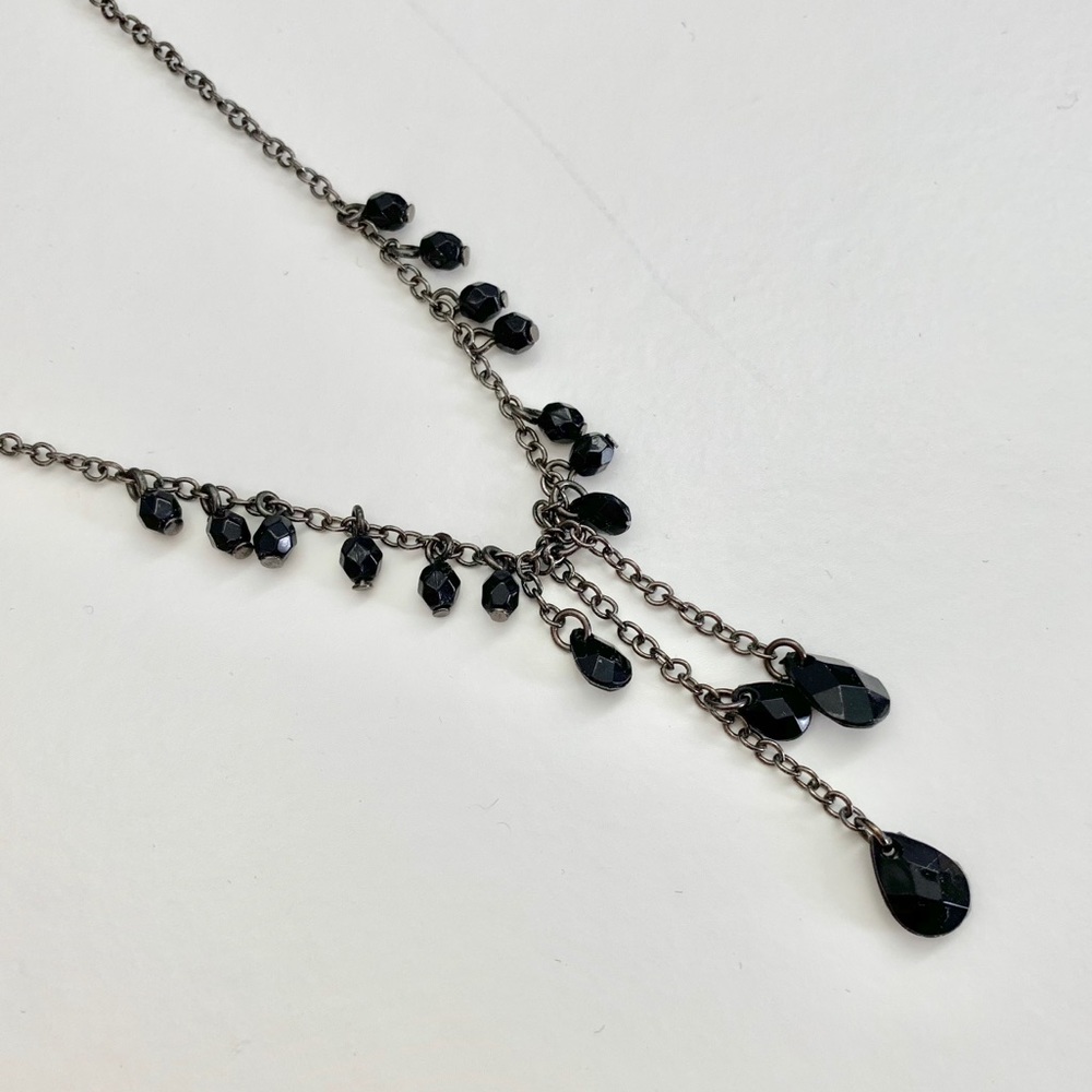 Black beaded lariat necklace - Picture 2 of 4
